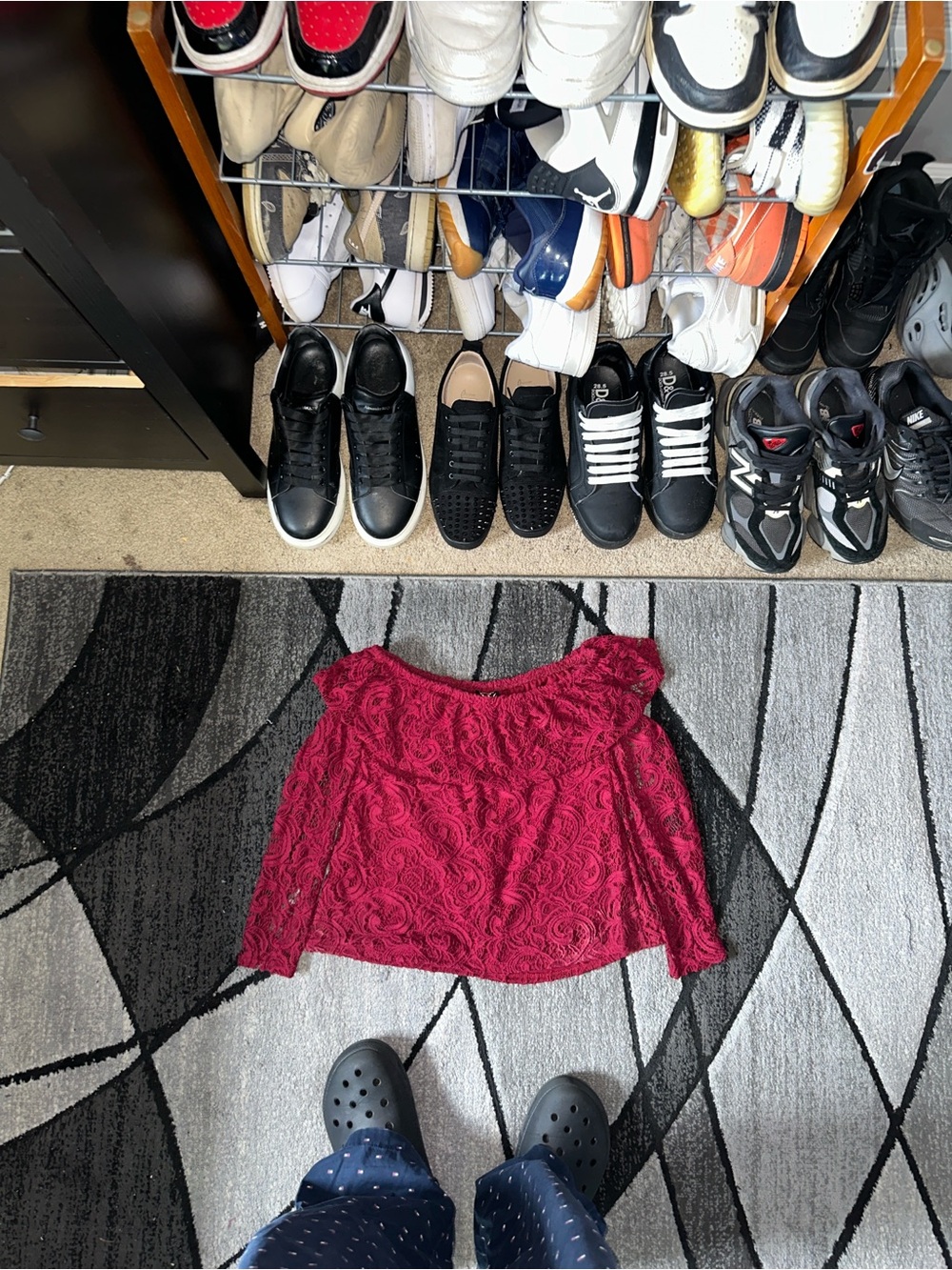 Women's Off-Shoulder Lace Skirt - Burgundy